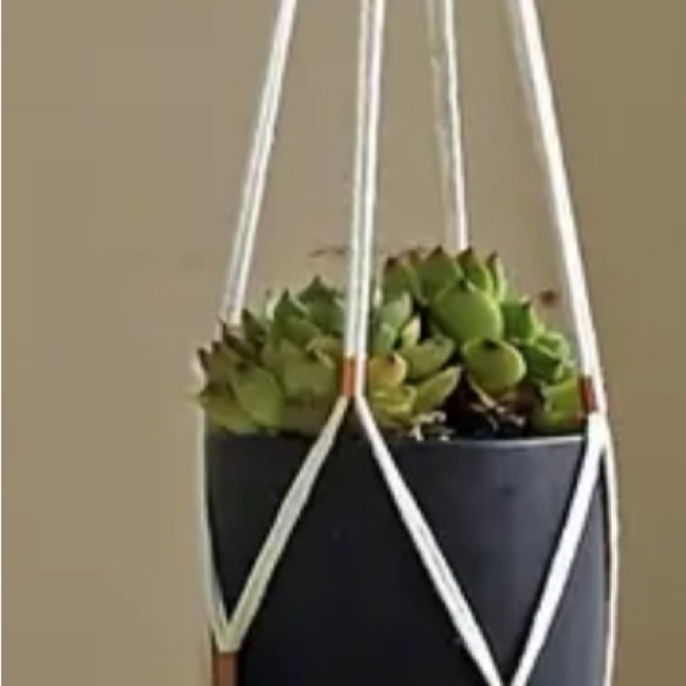 Macrame Hanging Planter with copper embellishments